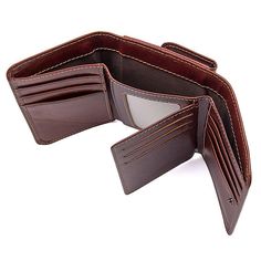 TucciPolo R-8106B Mens Hot Selling High Quality Real Cow Leather Wallet with Coin Pocket Product Description:.100% Guarantee genuine - excellent cow leather.Size approximately 8cm W x 11cm L (3" W x 4.5" L).Color : Bright brown.Weight: 0.09KG .Inside 9 card slots, 1 bill compartments, 2 id windows, 3 secret pockets and 1 coin pocket