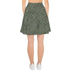 The soft fabric and flared cut of this skater skirt are just a few of the reasons why it's bound to become a favorite in your wardrobe. The flattering silhouette looks great on any body type, and thanks to the elastic waistband, you'll feel extra comfy. • 82% polyester, 18% spandex • Fabric weight: 6.61 oz/yd² (224 g/m²) • Smooth fabric • Mid-thigh length • Elastic waistband • Overlock seams, coverstitch hemline • Blank product components in the US and Mexico sourced from China • Blank product c Cotton Flared Skort, Cotton Flared Skort With Flowy Skirt, Flowy Flared Tennis Skirt With Lining, Flowy Lined Flared Tennis Skirt, Stretch Flared Skirt, Fitted Full Cotton Mini Skirt, Fitted Cotton Mini Skirt Full Shape, Fit And Flare Full Pleated Skirt, Fitted A-line Tennis Skirt With Lined Skirt