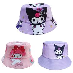 Kuromi My Melody Kids Fisherman Hat Cartoon Bucket Hat Travel Beach Cap Hat Girl Brand NEW Size:52~56cm Packging:OPP Bag Cute Bucket Hat For Vacation, Cute Bucket Hat For Beach, Cute Bucket Hat For Vacation, One Size, Cute Short Brim Bucket Hat For Vacation, Cute Adjustable Brimmed Bucket Hat, Cute Curved Brim Hat For Vacation, Cute Adjustable Bucket Hat, Cute Beach Bucket Hat, Cute Bucket Hat With Curved Brim