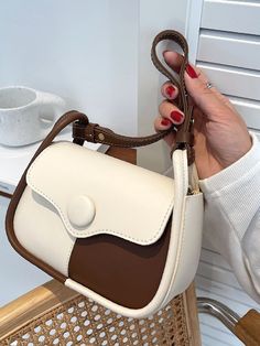 Bag For Love - Colorblock Flap Saddle Bag  - Women Shoulder Bags Classy Purses, Cute Mini Backpacks, Stylish School Bags, روتين العناية بالبشرة