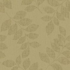 a wallpaper with leaves on it in beige and green colors, as well as the background