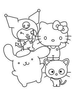 hello kitty and her friends coloring pages