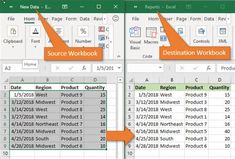 two screens showing how to use the table in excel