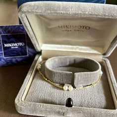 Mikimoto Simple 18k Pearl Bracelet Chain Breathtaking Simple Gold Chain Mikimoto Bracelet Marked 18k And M Shell Mark Elegant, Classy, Lustrous Pearls At About 4.5mm Length Is 6.57 In, You Can Easily Add Extenders. 2.4g Excellent Unworn Condition, Shines So Beautifully. Comes With Original Box And Outer Box And Card. Blue Box Has A Rip And Gray Box Sometimes Pops Open On Its Own. Bracelet Is Undamaged. Selling Out Soon! Pet Smoke Free Shop Modern White Gold Pearl Bracelet As Gift, White Gold Oyster Bracelet As A Gift, Luxury Oyster Bracelet Chain As Gift, White Gold Oyster Bracelet As Gift, Modern Yellow Gold Pearl Bracelet As Gift, Luxury Oyster Chain Bracelet As Gift, Modern Yellow Gold Pearl Bracelet For Gift, Modern Yellow Gold Pearl Bracelet Gift, Luxury Oyster Chain Bracelet Gift