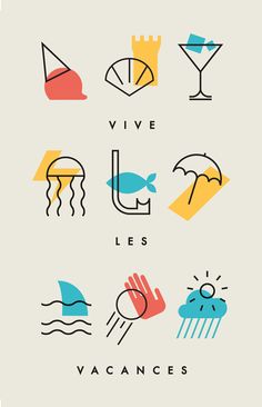 an image of different types of items on a white background with the words vive les vacances