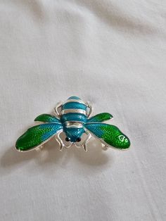 Vintage Blue and Green Bug/Bee Necklace pendant/Brooch Blue Enamel Brooch Gift, Blue Enamel Brooch For Gift, Blue Enamel Brooches For Gift, Green Bug, Pendant Brooch, Bee Necklace, Blue And Green, Necklace Pendant, Brooch Pin