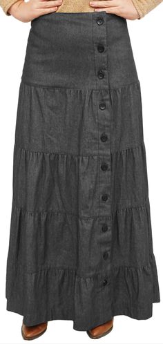 97% cotton / 3% Spandex for just the right amount of comfort and stretch Drop waist yoke for a flattering fit and look Completely Machine washable Made in the USA Yoke Skirt, Atelier Dress, Modest Clothing For Women, Modest Clothing Women, Prairie Skirt, Prairie Style, Comfortable Flats, Tiered Skirt, Clothing Co