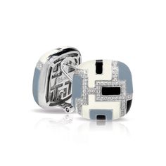 Art Deco by Belle Étoile, inspired by the popular art movement of the same name, features intriguing geometric designs. Black, grey, and white enamels combine with rows of stones on 925 sterling silver. Description: Hand-painted black, grey, and cream Italian enamels with white stones set into rhodium-plated, nickel allergy-free, 925 sterling silver. **To help combat the coronavirus, Belle Étoile will donate a portion of the proceeds from the sale of these pieces to the CDC Foundation, a non-pro Nickel Allergy, Ivory Earrings, Deco Earrings, White Stones, Cartier Jewelry, Diamond Jewelry Designs, Popular Art, Diamond Brooch, Art Deco Earrings