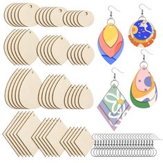 wooden cutout shapes and other crafting supplies for making earring pendants or earrings