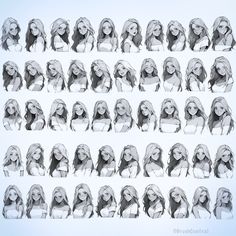 an image of a woman's head with different expressions