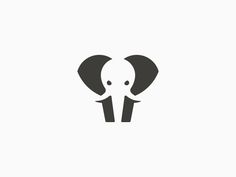 an elephant's head is shown in this simple, minimalistic logo for the company