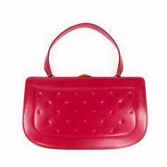 "FREE DOMESTIC SHIPPING! Dofan Red Leather Handbag + Coin Purse Made in France ERA: vintage 50s 60s SIZE: 6.5\" tall x 11.25\" wide COLOR: red (cherry, lipstick, scarlet, crimson, cherry, primary, ruby) + jewel tone HANDLE: 5.5\" drop EXTERIOR: red genuine leather + tufted accents on the front  INTERIOR: leather lined + 1 zip pocket + 2 welt pockets HARDWARE: gold-tone clasp closure  CONDITION: This vintage bag has distressed over time and shows natural signs of wear including: SCRATCHES AND SCUFFS (SEE PHOTO #10) . It is in good vintage condition overall. Please look closely at photos for details and contact me with questions. FUNCTION: handbag, purse, top handle STYLE: pop, mod, mid century modern, mcm, rockabilly, retro, preppy, boho, minimalist, classic, versatile, structured, chic, sl Vintage Red Bag For Formal Occasions, Vintage Red Bags For Formal Occasions, Retro Red Formal Bag, Vintage Red Formal Bag, Red Retro Formal Bag, Vintage Red Formal Bags, Retro Red Shoulder Bag For Formal Occasions, Retro Red Formal Shoulder Bag, Formal Retro Red Shoulder Bag