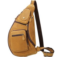 Woosir Genuine Cowhide Leather Cross Body Sling Bag Outdoor Large Capacity Brown Chest Bag, Brown Crossbody Chest Bag For Outdoor, Brown Chest Bag With Zipper Pocket For Outdoor, Brown Chest Bag With Zipper For Outdoor, Practical Large Capacity Shoulder Bag For Outdoor Activities, Multifunctional Large Capacity Shoulder Bag For Outdoor Activities, Outdoor Brown Chest Bag With Adjustable Strap, Durable Casual Bags For Hiking, Functional Hiking Chest Bag With Adjustable Strap