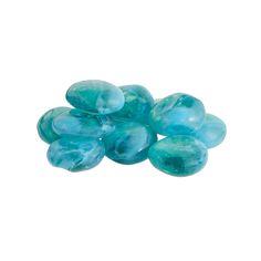 blue glass beads on a white background