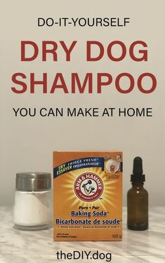 the dry dog shampoo is next to it's bottle