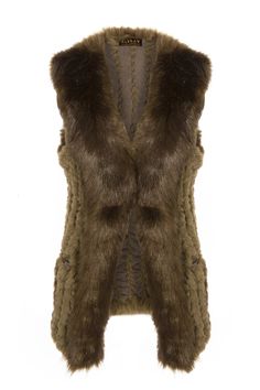 This hand knitted faux fur gilet is ideal to wear everyday. Its one size and casual pockets make it easy to wear, but add a luxurious finishing touch to any outfit.  Luxury Hand Knitted Faux Fur Gilet  Composition  Main: 15% Silk and 85% Modacyrilic   Trim: 77% Polyester and 23% Elastane  Care  Hand Wash, Do Not Machine Wash, Low Temperature Iron, Professional Dry Clean and Do Not Tumble Dry   One size   Comfortably fits sizes 8 - 14  Size  Model Height: 5'8   Model Size: 8   Model Wearing: One Faux Fur Gilet, Faux Fur Bag, Fur Gloves, Fur Gilet, Fur Headband, Faux Fur Hat, Faux Fur Scarves, Cashmere Gloves, Fur Bag