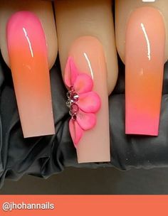 Fun Acrylic Nails Designs Summer, 3d Nail Designs Flowers, Acrylic Nails 3d Flowers, 3d Flower Nails Acrylics, Sunset Nail Designs, Festival Nail Ideas, Beach Nails Art, Summer Nails 2023, 2023 Beach