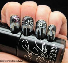 . | See more at http://www.nailsss.com/... Firework Nail Art, New Year Look, Firework Nails, New Years Nail Art, New Years Nail Designs, New Years Eve Nails, Creative Nail Designs, Christmas Nail Art Designs, Holiday Nail Art