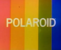 the word polaroid is written in white on a multicolored background