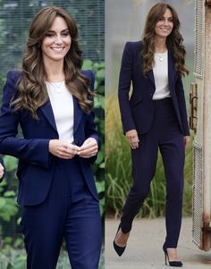 The Princess of Wales Kate wore Alexander McQueen suit with white top, Kiki McDonough Earrings, Daniella draper necklace and Gianvito Rossi pumps to visit Surrey Prison Professional Pant Suits For Women, Catherine Princess Of Wales 2023, Princess Kate 2023, Princess Kate Outfits, Princess Of Wales Fashion, Kate Middleton Suit, Kate Middleton Style Casual, Kate Middleton 2023, Alexander Mcqueen Suit