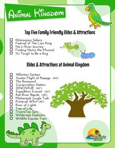 an animal kingdom checklist with animals and trees