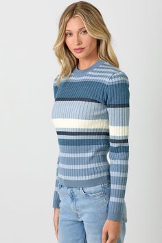 Meg Striped Sweater Indulge in luxury with our Meg Striped Sweater. Featuring a stylish color block design with blue and grey stripes, this sweater exudes sophistication and elegance. Made from premium materials, it offers both comfort and style, making it the perfect addition to your wardrobe. Elevate your fashion game with Meg. Vintage Native American Jewelry, Camel Sweaters, Color Block Design, Blue And Grey, Block Design, Striped Sweater, Outerwear Women, Grey Stripes, Stripe Sweater