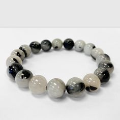 Black Rutilated Quartz, Ruby Zoisite, Quartz Beads, Gorgeous Bracelet, Tourmaline Gemstone, Beaded Stretch Bracelet, Rutilated Quartz, Black Tourmaline, Agate Gemstone