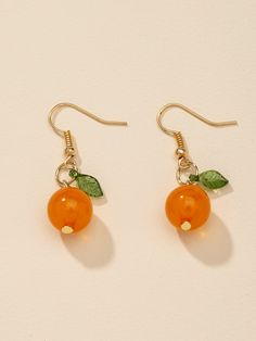 Multicolor Vacation Collar  Glass   Embellished   Women's Fashion Jewelry Casual Orange Earrings, Trendy Orange Dangle Earrings, Trendy Orange Round Earrings, Anting Manik, Style Gothic, Fruit Earrings, Orange Earrings, Bijoux Diy