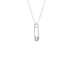 This safety pin pendant is cast in sterling silver and rhodium plated. Comes on a rhodium plated bead chain. To avoid natural oxidisation, please keep your jewellery in its box when not being wornClean with a soft cloth Sterling Silver White Gold Jewelry With Satellite Chain, White Gold Sterling Silver Jewelry With Satellite Chain, Classic Sterling Silver Jewelry With Satellite Chain, Sterling Silver Paperclip Chain Jewelry Gift, Sterling Silver Paperclip Jewelry For Everyday, Sterling Silver Pendant With Satellite Chain, Silver Paperclip Jewelry For Everyday Wear, White Gold Sterling Silver Paperclip Necklace, Minimalist Sterling Silver Paperclip Jewelry