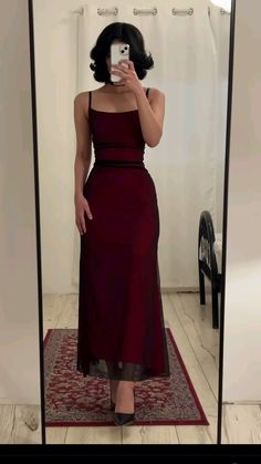 Dark Red Dresses, Short Haircut