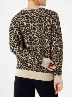 Woman brushed and ultra soft sweaterLeopard all over printRegular fitCrewneckSaint Barth logo on the sleeveRibbed collar bottom and cuffsComposition: 20%Alpaca - 35% Polyamide - 45% Acrylic Black Jumper, Leopard Pattern, Softest Sweater, Luxury Accessories, The Chic, Jumpers For Women, Style Icon, Beach Outfit, Alpaca