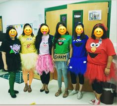 five girls in costumes with their faces painted like angry birds and the words scream written on them