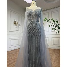 Ships in 1 to 3 Days - Nude Arabic Mermaid Cape Sleeves O-Neck Beaded Evening Dress - Luxury Gown for Women's Wedding Party 2024