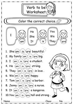 worksheet for the verb to be worksheet, with pictures and words