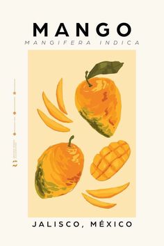 an image of mangos with the words mango in spanish above them and below it