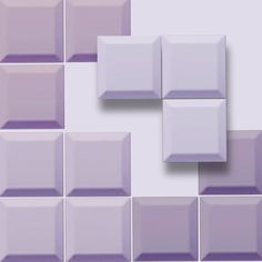 a purple and white tiled wall with squares