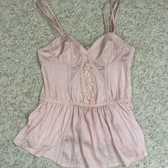 Very Cute Victoria's Secret Bustier/Babydoll Style Camisole With Lace Detail And Zipper Back. Size Xs. Brand New Without Tags. Cute Camisole With Adjustable Straps For Spring, Cute Pink Tops With Spaghetti Straps, Cute Spring Camisole With Adjustable Straps, Fitted Pink Camisole With Lace Top, Cute Pink Spaghetti Strap Tops, Fitted Sleeveless Cute Camisole, Cute Fitted Sleeveless Camisole, Cute Tank Strap Tops For Spring, Pink Tops With Delicate Straps For Spring