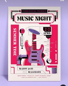 a poster for a music night with an electric guitar on the front and back cover