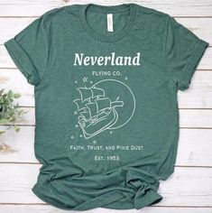 This is a unisex shirt so it runs slightly bigger but I find it is still relatively true to size. Although it is listed as Mens sizes, if you are a womens size medium then order a medium. Im working to resolve this issue sorry if its confusing. It feels soft and lightweight, with the right amount of Neverland Peter Pan, Faith Trust And Pixie Dust, Disney T, Disney Tees, Disney Shirt, Disney Tshirts, Pixie Dust, Travel Shirts, Disney Shirts