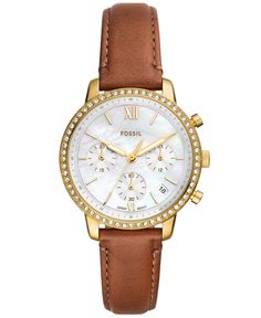 in stock Accessories Watches Women, Fossil Leather Watch, Brown Leather Watch, Gold Watches Women, Women's Watch, Medium Brown, Leather Band, Quartz Watch, Karl Lagerfeld