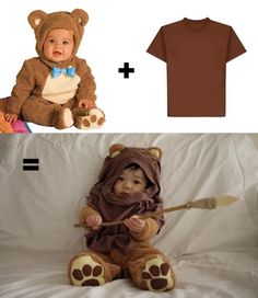 an image of a t - shirt with a teddy bear on it and a baby in a costume