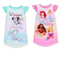 2 Disney Nightgowns Size 4/5 Multicolor Character Print Sleepwear, Cute Character Print Dress For Sleepover, Pink Cotton Sleepwear With Character Print, Disney Character Print Sleepwear For Loungewear, Disney Sleepwear With Character Print For Loungewear, Disney Character Print Sleepwear For Bedtime, Pink Character Print Sleepwear For Loungewear, Pink Cartoon Print Sleepwear For Sleepover, Cute Pink Sleepwear With Cartoon Print