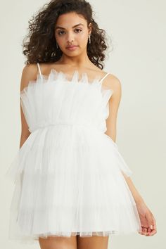 Gisele Strapless Tulle Dress in Off-White | Altar'd State Strapless Tulle Dress, White Party Dress, Gray Lace Dress, High Neck Lace Dress, Burgundy Mini Dress, Babydoll Dresses, Mini Gold Dress, Red Silk Dress, White Floral Print Dress