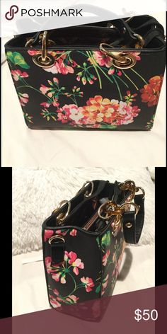 floral printed bag LA three fashion floral printed bag Bags Mini Bags Spring Evening Satchel Shoulder Bag, Spring Formal Bags With Double Handle, Floral Print Satchel Shoulder Bag, Elegant Multicolor Shoulder Bag With Adjustable Strap, Elegant Black Bags With Floral Print, Spring Formal Bags With Top Handle, Spring Formal Satchel With Double Handle, Formal Tote Satchel For Spring, Spring Formal Top Handle Bag