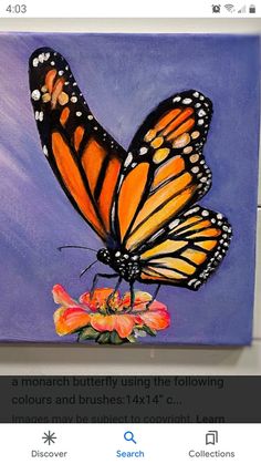 a painting of a monarch butterfly on a purple background