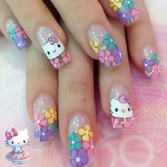 Hello Kitty Manicure, Nails Kawaii, Hello Kitty Nails Art, Kitty Nail, Kawaii Nail Art, Kitty Nails, Stiletto Nail Art, Hello Kitty Nails, Red Nail Designs