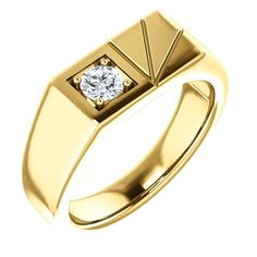 14KT Gold .33 CT Round Brilliant Diamond Prong-Set Solitaire Ring. G-H Color, I1 Clarity Diamond. Gents Ring, Solitaire Setting, Anniversary Bands, 3 Carat, Brilliant Diamond, 14kt Gold, Signet Ring, Solitaire Ring, Round Brilliant