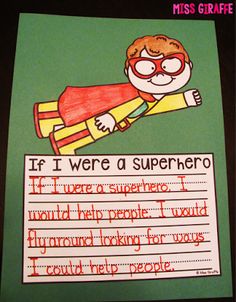 a handout for a super hero student's workbook, with the title if i were a superhero