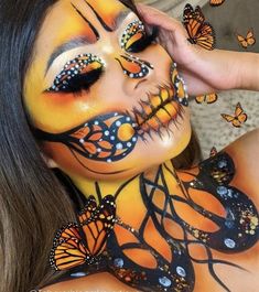 Body Painting Festival, Butterfly Halloween, Pop Art Nails, Romantic Makeup, Butterfly Face, Face Art Makeup