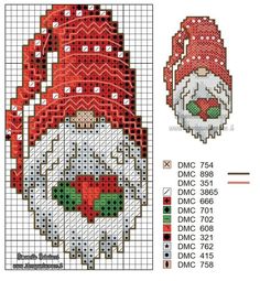 a cross stitch pattern with santa's hat on it and the other side is shown